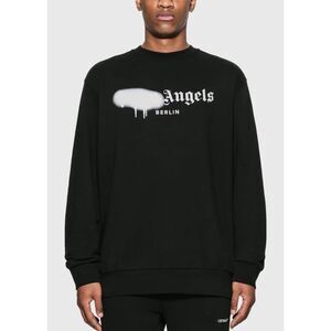 Palm Angels Oversized Unisex Berlin Sprayed Logo Sweatshirt in Black Size S